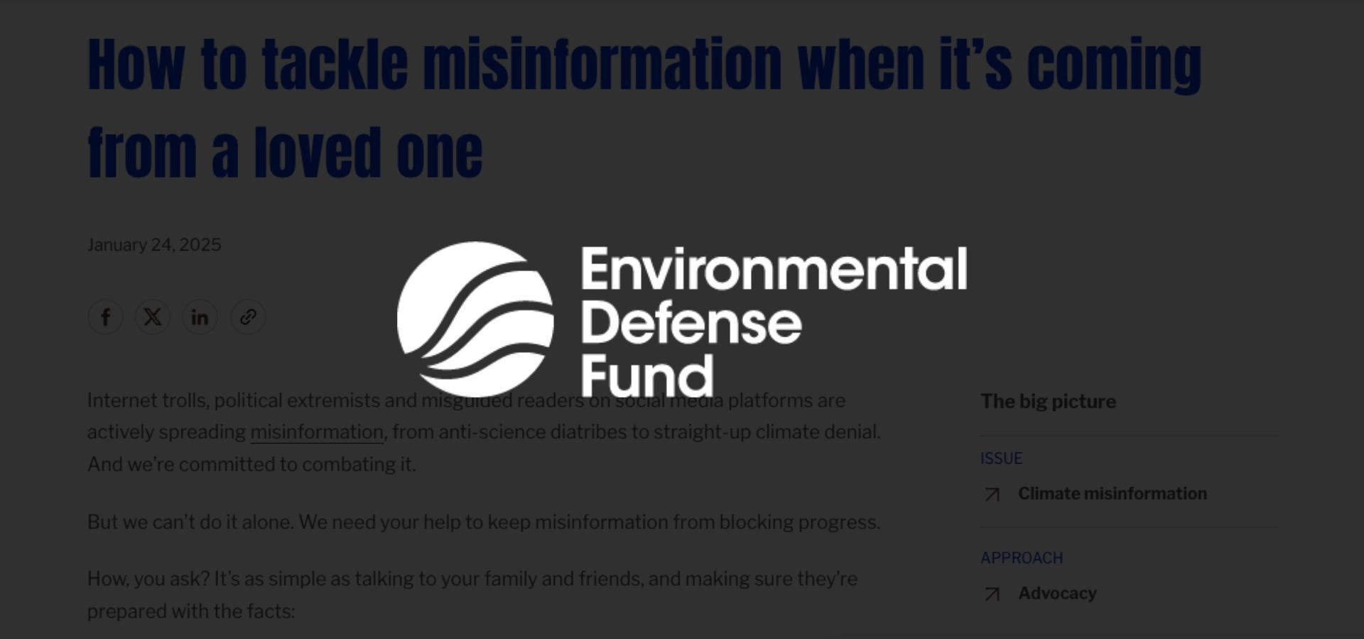 Environmental Defense Fund’s How to tackle misinformation when it’s coming from a loved one